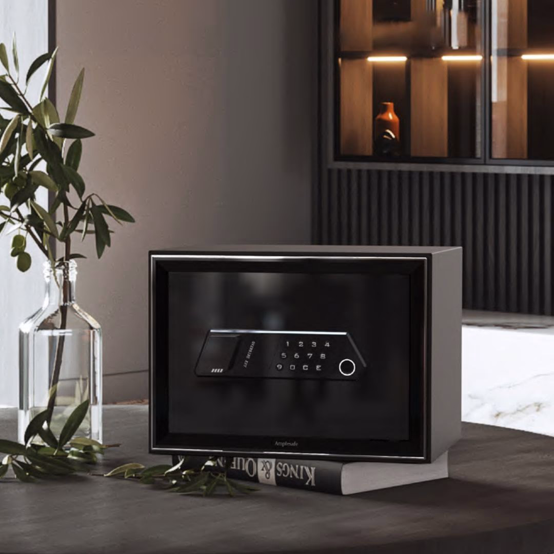 V31 home safe locker front view — digital keypad floor safe for home security